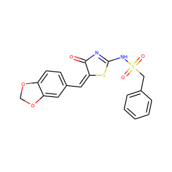 O=C1N=C(NS(=O)(=O)Cc2ccccc2)S/C1=C/c1ccc2c(c1)OCO2 ZINC000005684260