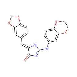 O=C1N=C(Nc2ccc3c(c2)OCCO3)N/C1=C\c1ccc2c(c1)OCO2 ZINC000072109310