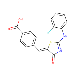 O=C1N=C(Nc2ccccc2F)S/C1=C\c1ccc(C(=O)O)cc1 ZINC000033932405