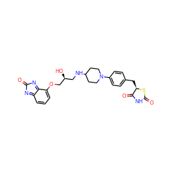 O=C1N=c2cccc(OC[C@@H](O)CNC3CCN(c4ccc(C[C@H]5SC(=O)NC5=O)cc4)CC3)c2=N1 ZINC000100878263