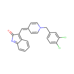 O=C1N=c2ccccc2=C1C=C1C=CN(Cc2ccc(Cl)c(Cl)c2)C=C1 ZINC000377466655