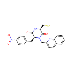 O=C1N[C@@H](CS)C(=O)N(Cc2ccc3ccccc3n2)[C@H]1Cc1ccc([N+](=O)[O-])cc1 ZINC000003821462