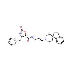 O=C1N[C@@H](Cc2ccccc2)[C@@H](C(=O)NCCCN2CCC3(CCc4ccccc43)CC2)O1 ZINC000028569066