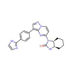 O=C1N[C@@H]2CCCC[C@@H]2N1c1ccn2ncc(-c3ccc(-c4ncc[nH]4)cc3)c2n1 ZINC000165143316