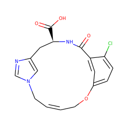 O=C1N[C@H](C(=O)O)Cc2cn(cn2)C/C=C/COc2ccc(Cl)c1c2 ZINC000103260933