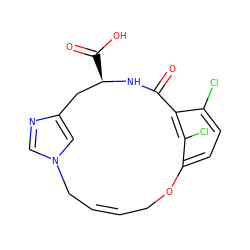 O=C1N[C@H](C(=O)O)Cc2cn(cn2)C/C=C/COc2ccc(Cl)c1c2Cl ZINC000103260944