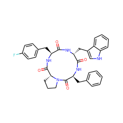 O=C1N[C@H](Cc2c[nH]c3ccccc23)C(=O)N[C@@H](Cc2ccccc2)C(=O)N2CCC[C@@H]2C(=O)N[C@H]1Cc1ccc(F)cc1 ZINC000042807089