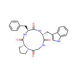 O=C1N[C@H](Cc2c[nH]c3ccccc23)C(=O)NCC(=O)N2CCC[C@@H]2C(=O)N[C@H]1Cc1ccccc1 ZINC000040424728