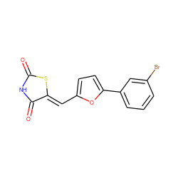 O=C1NC(=O)/C(=C/c2ccc(-c3cccc(Br)c3)o2)S1 ZINC000013560374