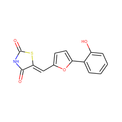 O=C1NC(=O)/C(=C/c2ccc(-c3ccccc3O)o2)S1 ZINC000035962304