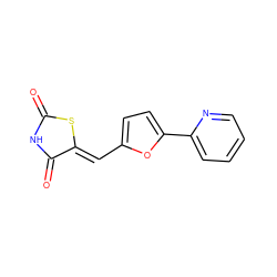 O=C1NC(=O)/C(=C/c2ccc(-c3ccccn3)o2)S1 ZINC000035962301