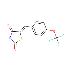 O=C1NC(=O)/C(=C/c2ccc(OC(F)(F)F)cc2)S1 ZINC000040848210