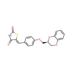 O=C1NC(=O)/C(=C/c2ccc(OC[C@@H]3COc4ccccc4O3)cc2)S1 ZINC000028714336