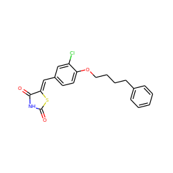 O=C1NC(=O)/C(=C/c2ccc(OCCCCc3ccccc3)c(Cl)c2)S1 ZINC000096282280