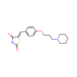 O=C1NC(=O)/C(=C/c2ccc(OCCCN3CCCCC3)cc2)S1 ZINC000049033877