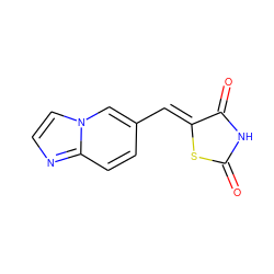 O=C1NC(=O)/C(=C/c2ccc3nccn3c2)S1 ZINC000073196411