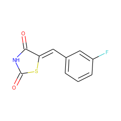 O=C1NC(=O)/C(=C/c2cccc(F)c2)S1 ZINC000012407294