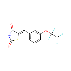 O=C1NC(=O)/C(=C/c2cccc(OC(F)(F)C(F)F)c2)S1 ZINC000040972976