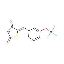 O=C1NC(=O)/C(=C/c2cccc(OC(F)(F)F)c2)S1 ZINC000034051487