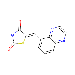 O=C1NC(=O)/C(=C/c2cccc3nccnc23)S1 ZINC001772579962