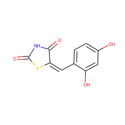 O=C1NC(=O)/C(=C\c2ccc(O)cc2O)S1 ZINC000003160614