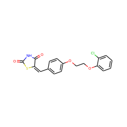 O=C1NC(=O)/C(=C\c2ccc(OCCOc3ccccc3Cl)cc2)S1 ZINC000002977370