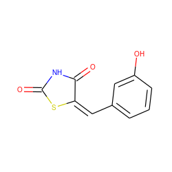 O=C1NC(=O)/C(=C\c2cccc(O)c2)S1 ZINC000012341775