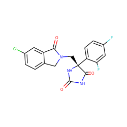 O=C1NC(=O)[C@@](CN2Cc3ccc(Cl)cc3C2=O)(c2ccc(F)cc2F)N1 ZINC000038215513