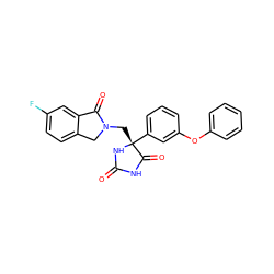 O=C1NC(=O)[C@@](CN2Cc3ccc(F)cc3C2=O)(c2cccc(Oc3ccccc3)c2)N1 ZINC000058591246