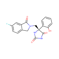 O=C1NC(=O)[C@@](CN2Cc3ccc(F)cc3C2=O)(c2ccccc2O)N1 ZINC000049036870