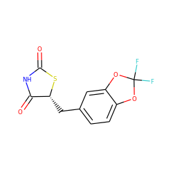 O=C1NC(=O)[C@@H](Cc2ccc3c(c2)OC(F)(F)O3)S1 ZINC000072179689