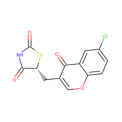 O=C1NC(=O)[C@@H](Cc2coc3ccc(Cl)cc3c2=O)S1 ZINC000169327868