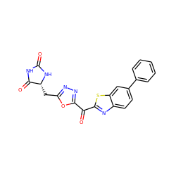 O=C1NC(=O)[C@@H](Cc2nnc(C(=O)c3nc4ccc(-c5ccccc5)cc4s3)o2)N1 ZINC000210806919