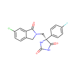 O=C1NC(=O)[C@](CN2Cc3ccc(Cl)cc3C2=O)(c2ccc(F)cc2)N1 ZINC000043105138