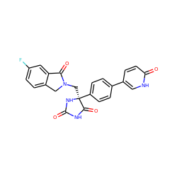 O=C1NC(=O)[C@](CN2Cc3ccc(F)cc3C2=O)(c2ccc(-c3ccc(=O)[nH]c3)cc2)N1 ZINC000058590594