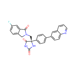 O=C1NC(=O)[C@](CN2Cc3ccc(F)cc3C2=O)(c2ccc(-c3ccc4ncccc4c3)cc2)N1 ZINC000058582660