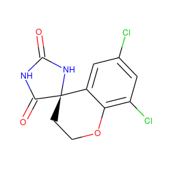 O=C1NC(=O)[C@]2(CCOc3c(Cl)cc(Cl)cc32)N1 ZINC000026485137