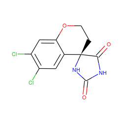 O=C1NC(=O)[C@]2(CCOc3cc(Cl)c(Cl)cc32)N1 ZINC000026479985