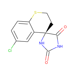 O=C1NC(=O)[C@]2(CCSc3ccc(Cl)cc32)N1 ZINC000026478167