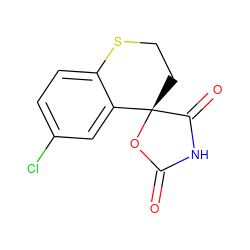 O=C1NC(=O)[C@]2(CCSc3ccc(Cl)cc32)O1 ZINC000029239657