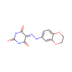 O=C1NC(=O)C(=NNc2ccc3c(c2)OCCO3)C(=O)N1 ZINC000004070927