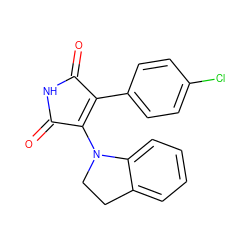 O=C1NC(=O)C(N2CCc3ccccc32)=C1c1ccc(Cl)cc1 ZINC000014946045