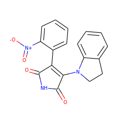 O=C1NC(=O)C(N2CCc3ccccc32)=C1c1ccccc1[N+](=O)[O-] ZINC000014946042