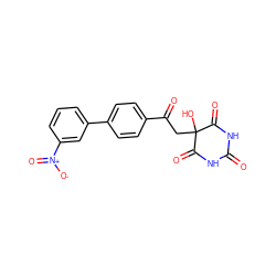 O=C1NC(=O)C(O)(CC(=O)c2ccc(-c3cccc([N+](=O)[O-])c3)cc2)C(=O)N1 ZINC000095577249