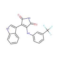 O=C1NC(=O)C(c2c[nH]c3ccccc23)=C1Nc1cccc(C(F)(F)F)c1 ZINC000028387617