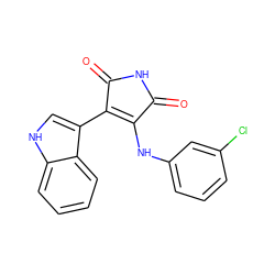 O=C1NC(=O)C(c2c[nH]c3ccccc23)=C1Nc1cccc(Cl)c1 ZINC000028389769