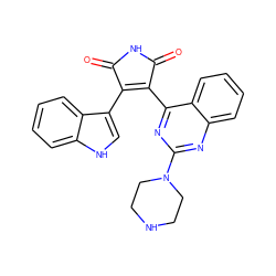 O=C1NC(=O)C(c2c[nH]c3ccccc23)=C1c1nc(N2CCNCC2)nc2ccccc12 ZINC000036477833