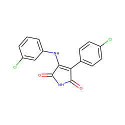 O=C1NC(=O)C(c2ccc(Cl)cc2)=C1Nc1cccc(Cl)c1 ZINC000014945987