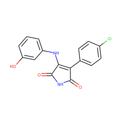 O=C1NC(=O)C(c2ccc(Cl)cc2)=C1Nc1cccc(O)c1 ZINC000014945996