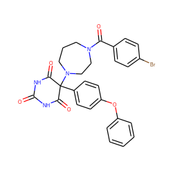 O=C1NC(=O)C(c2ccc(Oc3ccccc3)cc2)(N2CCCN(C(=O)c3ccc(Br)cc3)CC2)C(=O)N1 ZINC000072107539